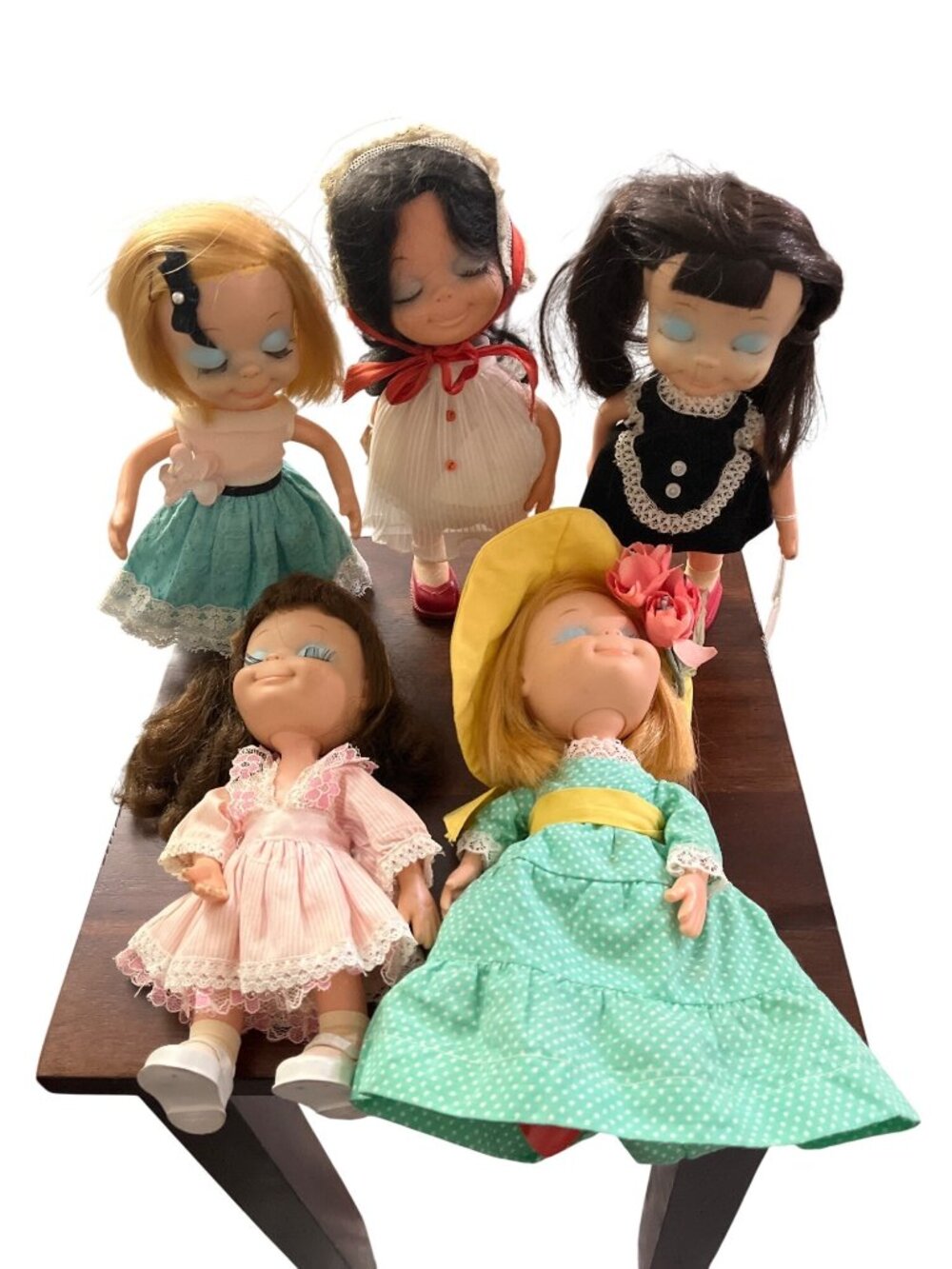 Lot Of 8 Vintage 1967 Little Sophisticates Dolls Japan Poseable Arms & Legs